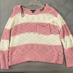 Pink and white striped sweater